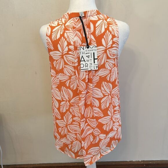 41 Hawthorn orange white leaf pattern sleeveless blouse Size S New - Picture 6 of 10